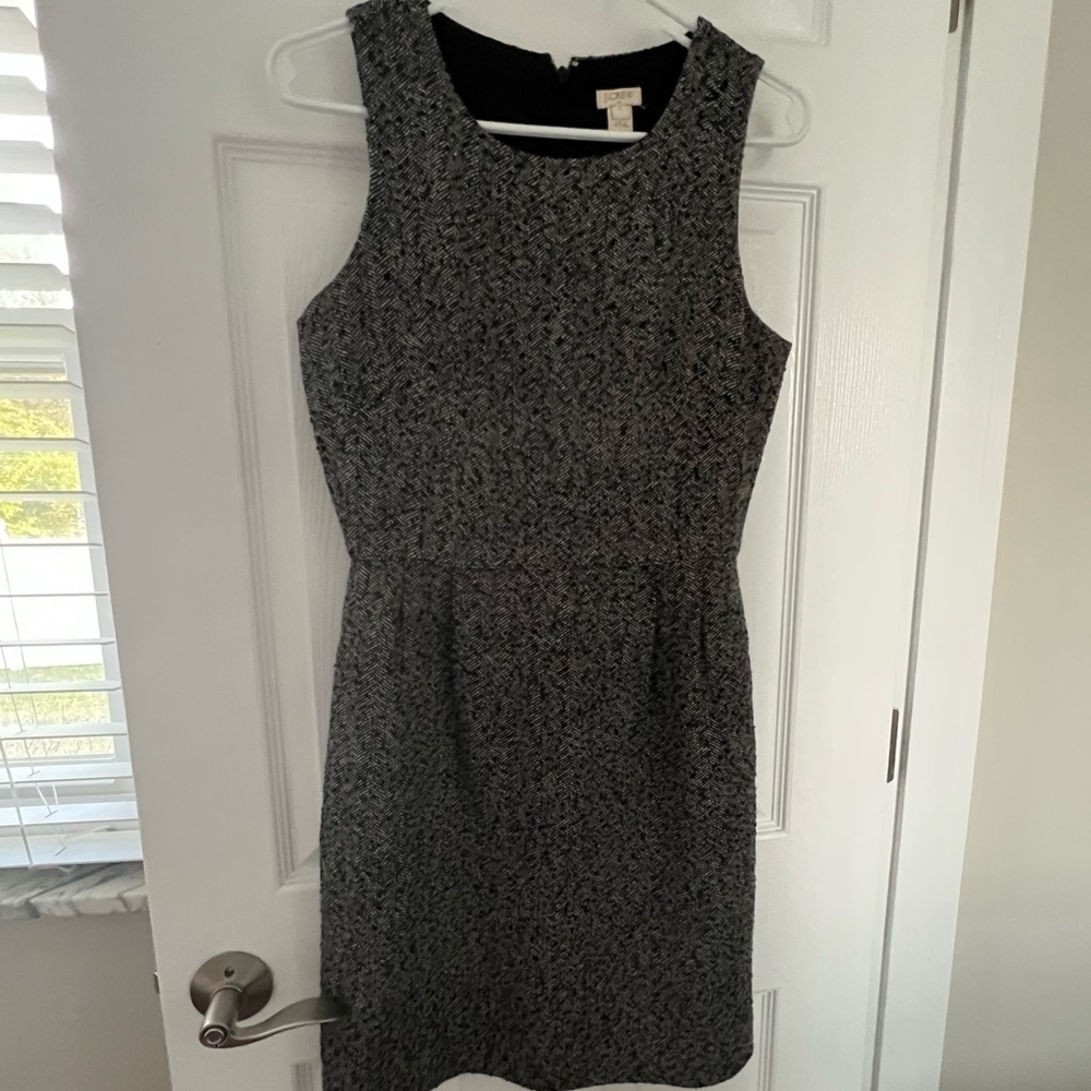 J. CREW Women's Gray Wool Blend Zip Back Sheath Career Business Dress